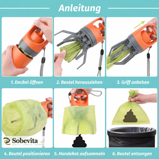 Sobevita Hundekotschaufel mit eingebautem Beutel-Spender und Tragband